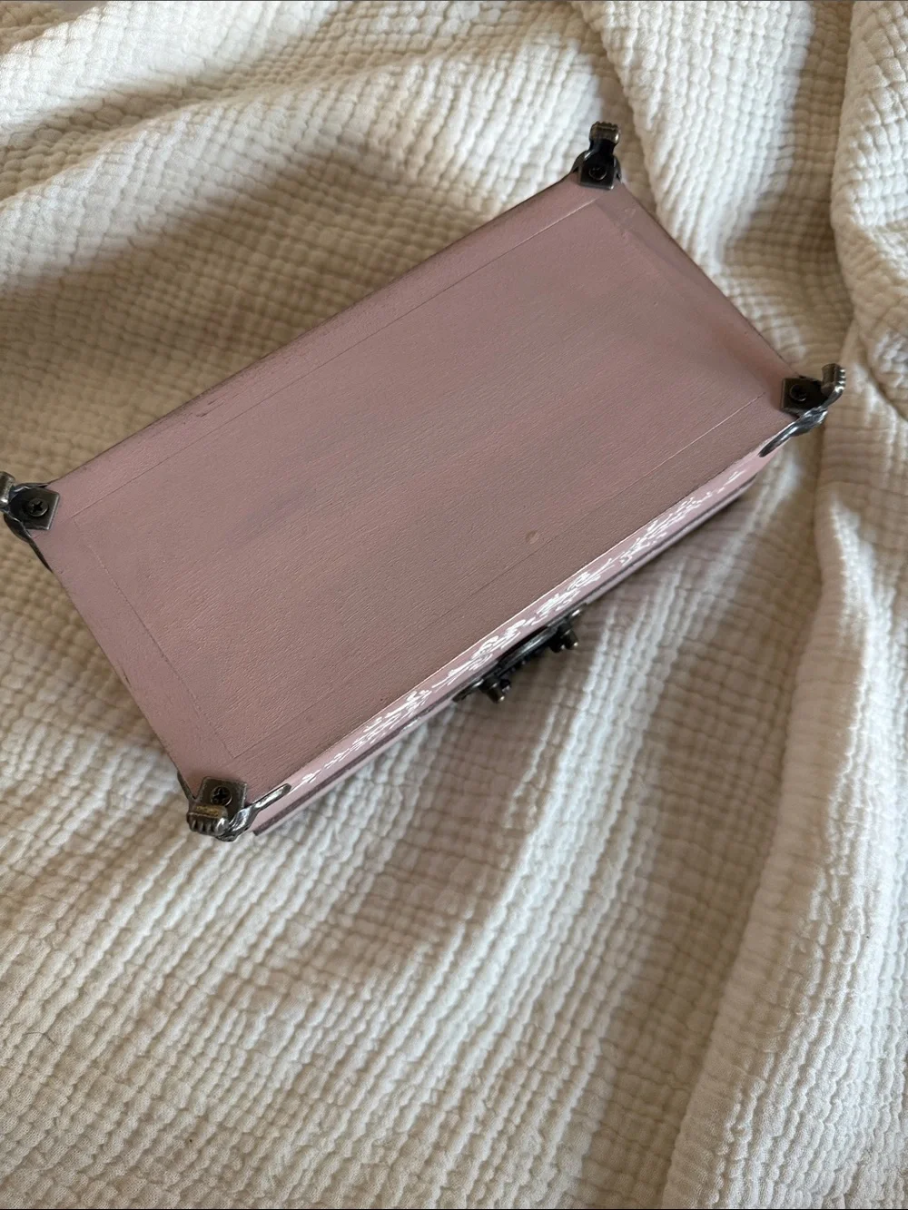 Handcrafted Reworked Vintage Jewlery Box floral pink mauve coquette painted